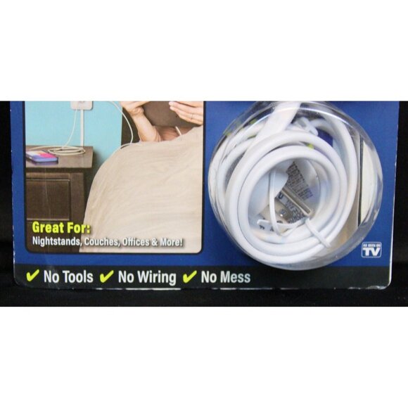 Presto Plug Outlet Extender 4' Cord 2 USB Ports Peel & Stick Surge Protection - Picture 2 of 7